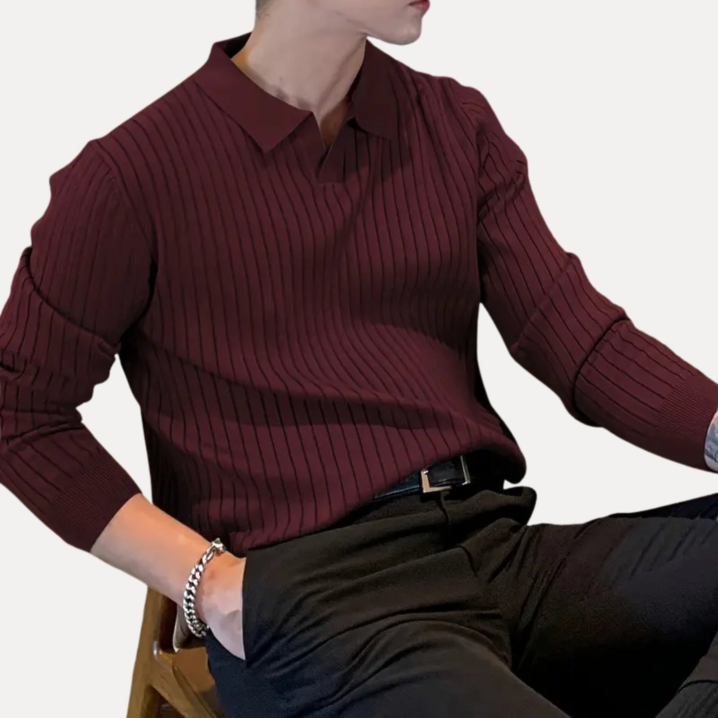 Novae Stripe Knit Polo