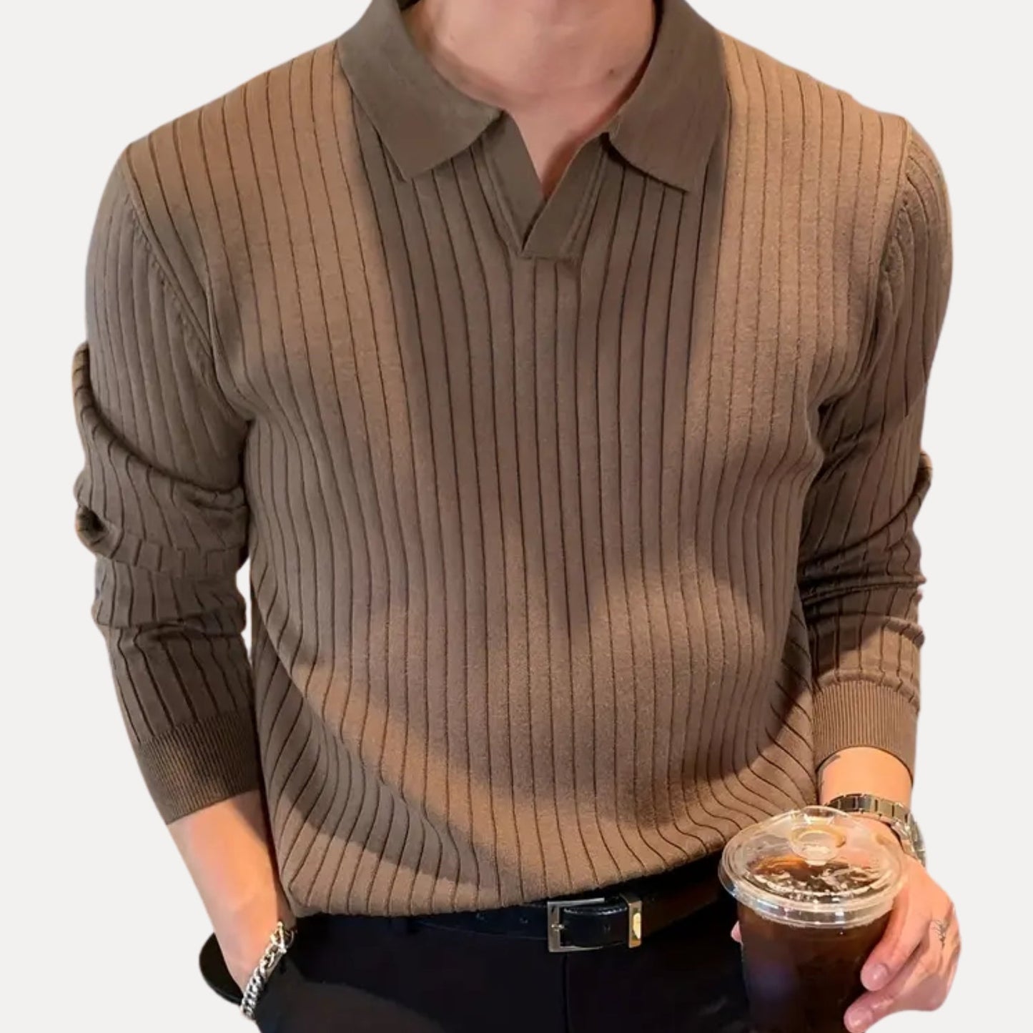Novae Stripe Knit Polo